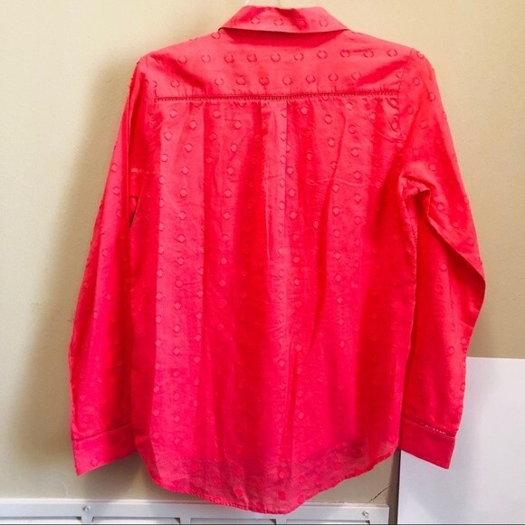 Crown & Ivy Pink Swiss Dots Long Sleeve Button Up Women's Size Small NWT - Picture 7 of 7